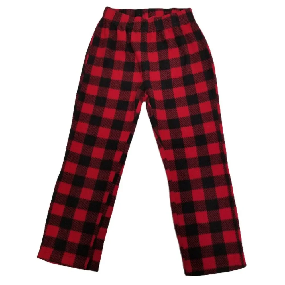 Sleep On It Pajama Pants Size S 6 7 Red Black Buffalo Plaid Fleece Cozy Kids